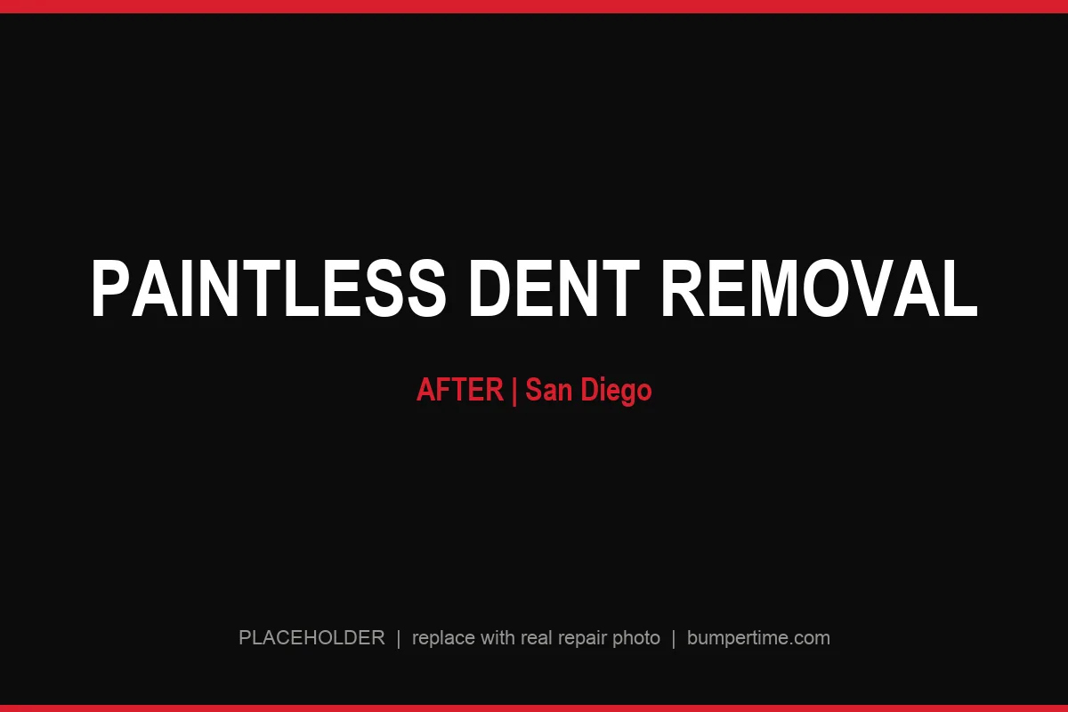Paintless dent removal in San Diego, smooth panel after repair