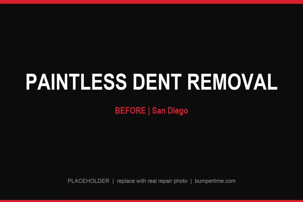 Paintless dent removal in San Diego, door dent before repair